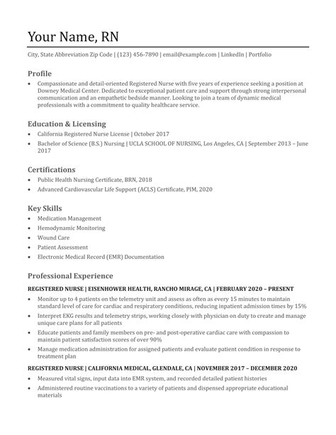 Sample Nursing Resume Template