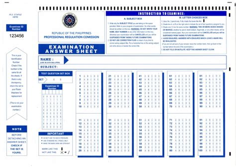 Sample Of Answer Sheet Let Exam Reader