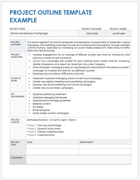 Sample Project Outline Template