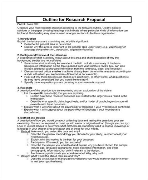 Sample Research Proposal Outline Template