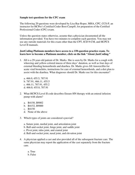 Sample test questions for the CPC exam - HCPro Ebook Ebook Reader