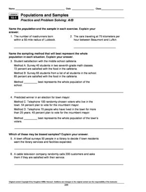 Samples Populations Investigation 1 Ace Answers PDF