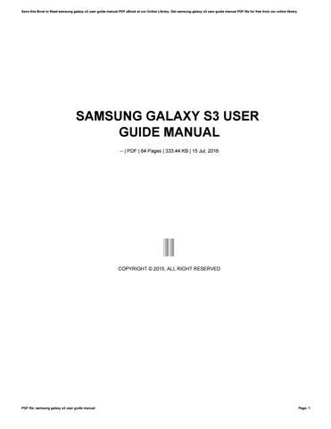 Samsung Galaxy S3 User Manual Ebook PDF