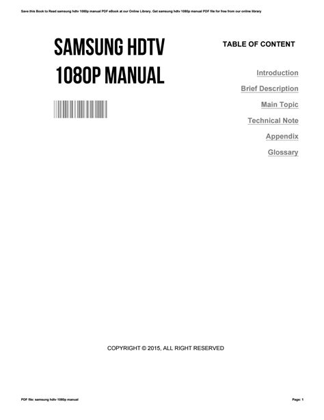 Samsung Hdtv 1080i Manual Ebook Doc