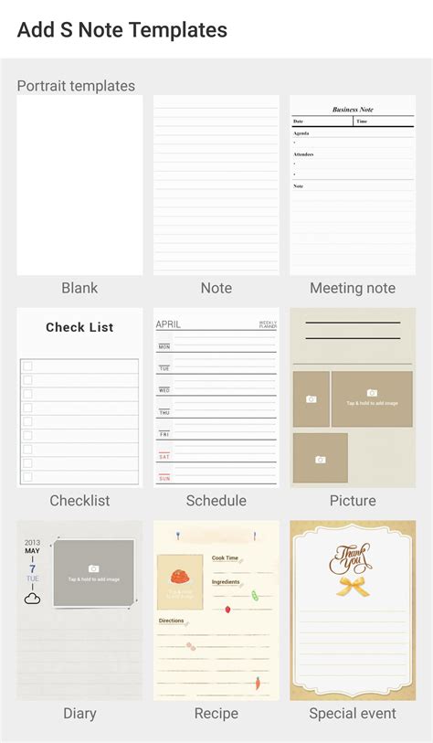 Samsung Notes Page Templates
