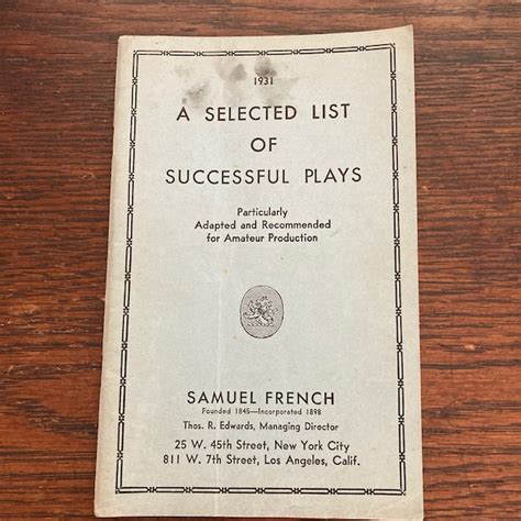 Samuel French Play Catalogue