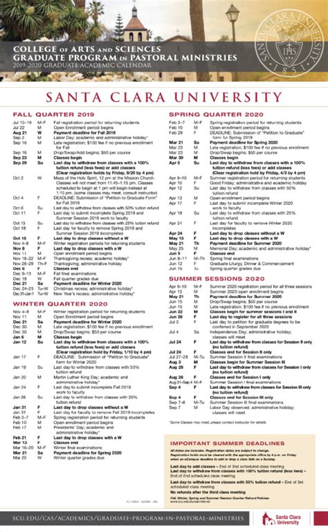 Santa Clara Academic Calendar: A Comprehensive Guide