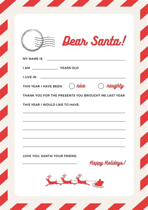 Santa Letter Template Printable