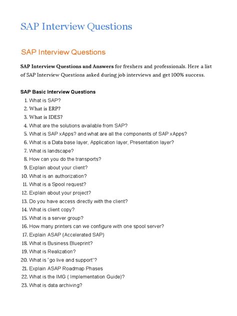 Sap Interview Questions And Answers PDF