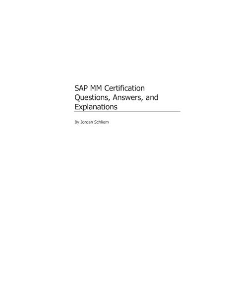 Sap Mm Certification Questions Answers And Explanations Kindle Editon