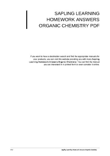 Sapling learning answer key organic chemistry Ebook PDF