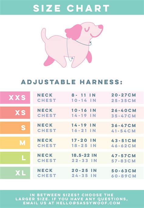 Sassy Woof Harness Size Chart