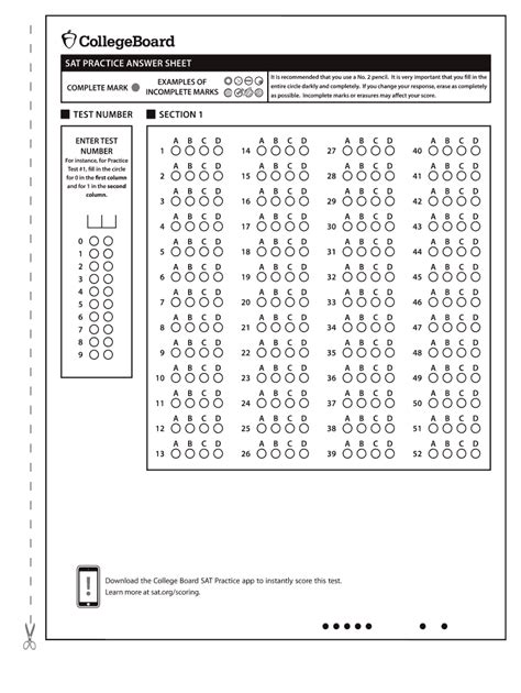 Sat Answer Sheet Printable Doc