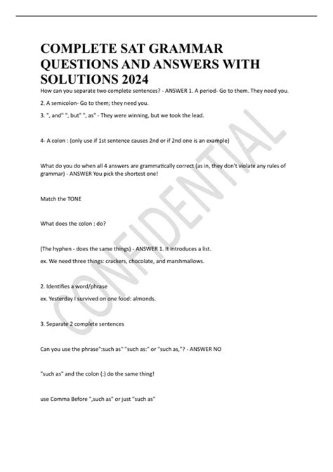 Sat Grammar Questions Answers PDF