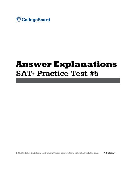 Sat Practice Test 5 Answers Reader