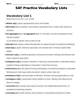 Sat Vocabulary Lesson And Practice 2 Answers Reader