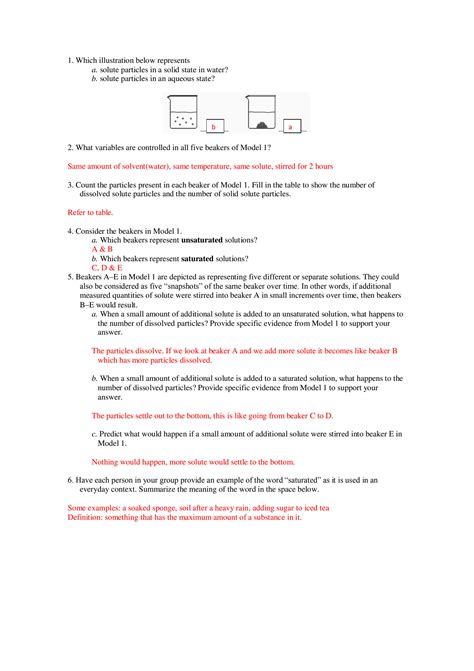 Saturated And Unsaturated Solutions Pogil Answer Key Doc