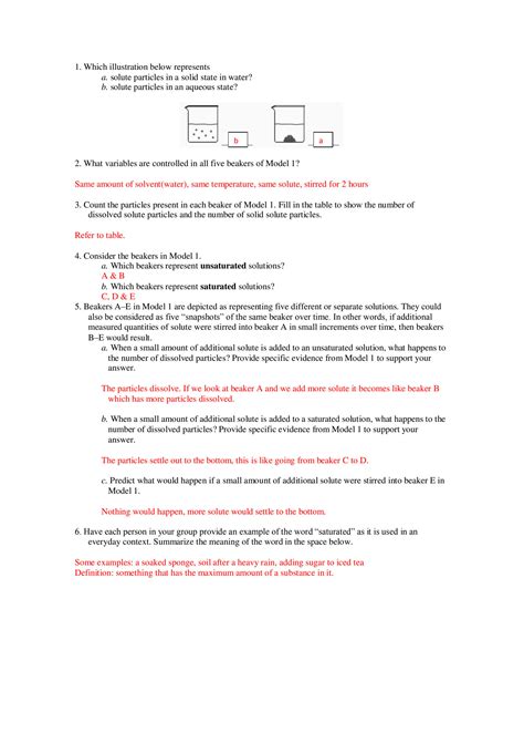 Saturated And Unsaturated Solutions Pogil Answer Key Doc