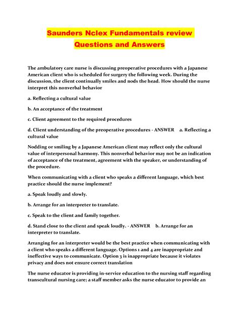 Saunders Question And Answer Review PDF