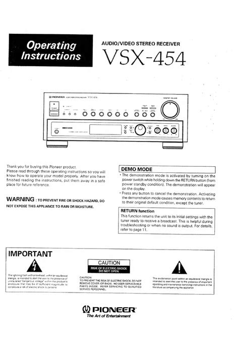 Save Manual Pioneer Vsx-454 User Guide Ebook Reader