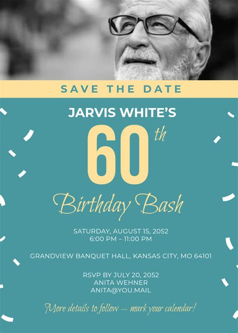 Save The Date 60th Birthday Templates Free