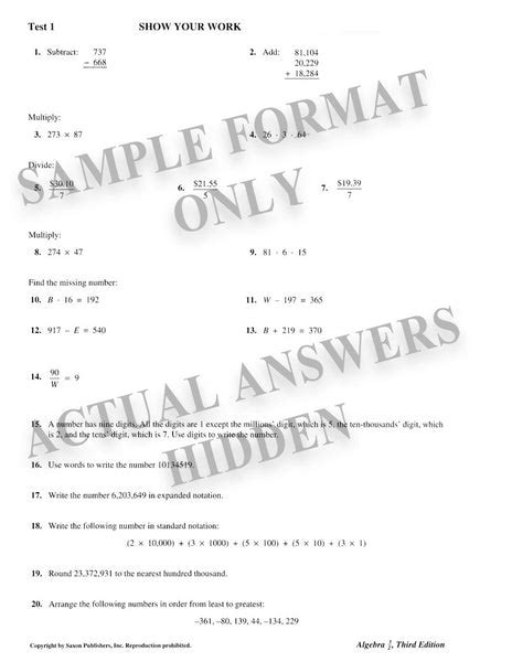 Saxon Algebra 1 2 Answer Key Online Epub