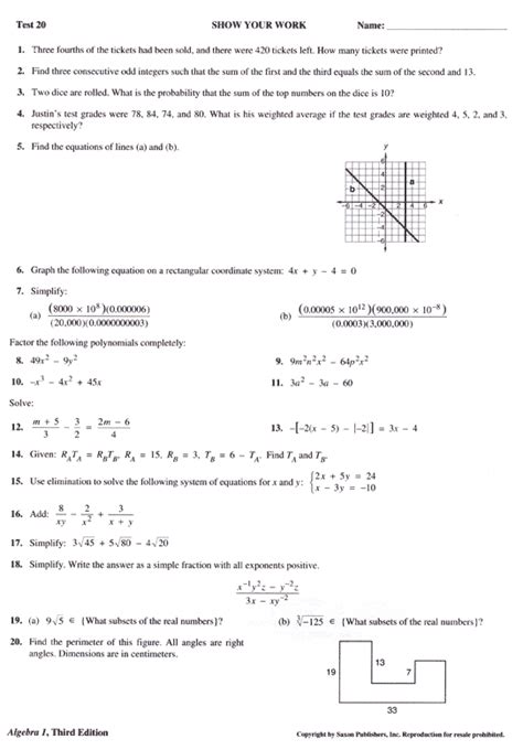 Saxon Algebra 1 Test Answers Free Kindle Editon