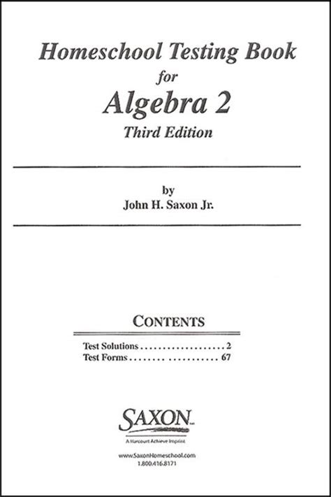 Saxon Algebra 2 Test Answers Doc