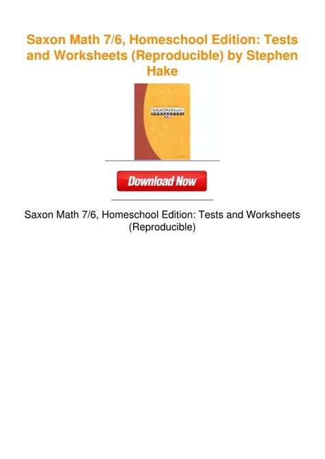 Saxon Math 7 6 Homeschool Edition Tests and Worksheets Reproducible PDF