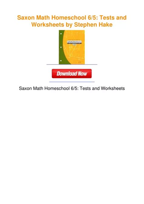 Saxon Math Homeschool 6 5 Tests and Worksheets PDF