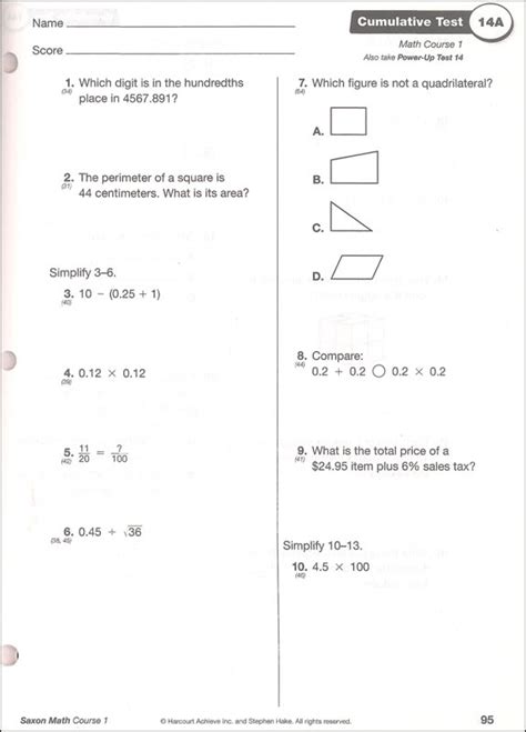 Saxon Math Intermediate 3 Answer Key Doc