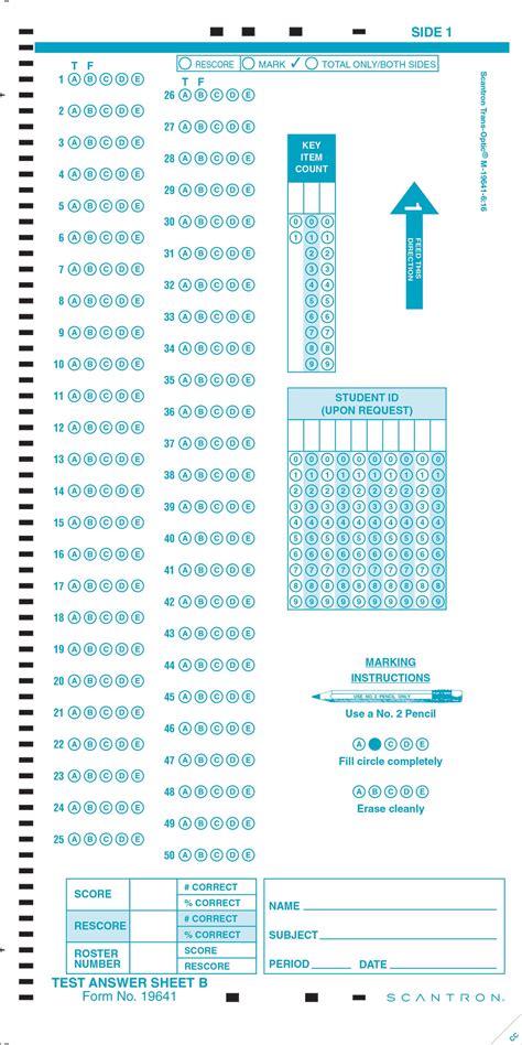 Scantron Test Answer Sheet 19641 Grading Instructions Ebook PDF