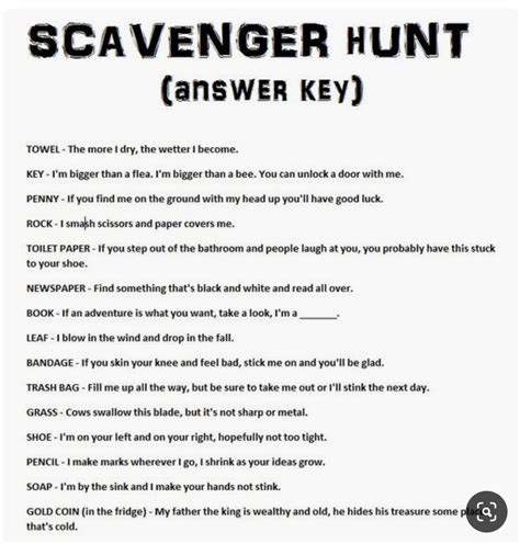 Scavenger Hunt Who Am I Answer Key Doc