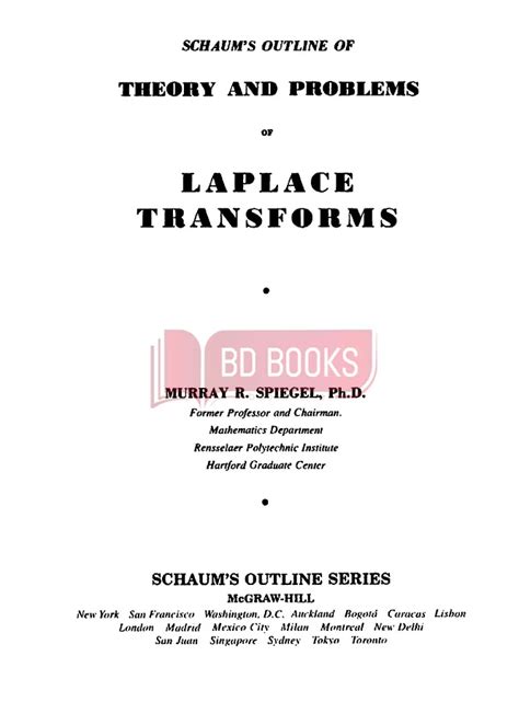 Schaum.s.outline.of.Laplace.transforms Ebook PDF