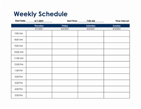 Schedule Excel Template