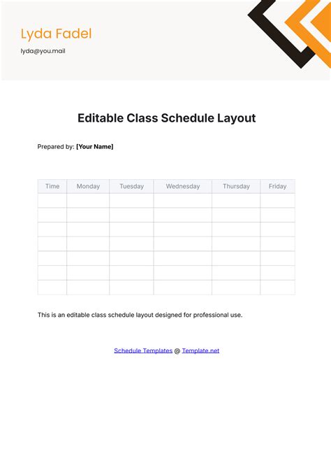 Schedule Layout Template