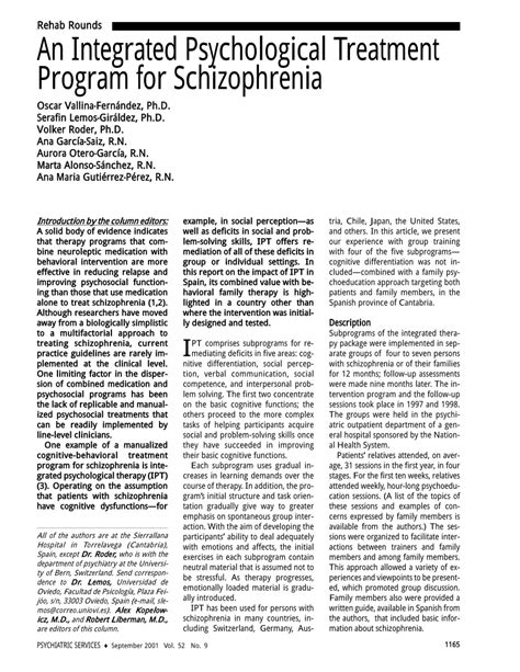 Schizophrenia An Integrated Approach to Research and Treatment Epub