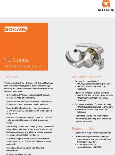 Schlage Nd Catalog