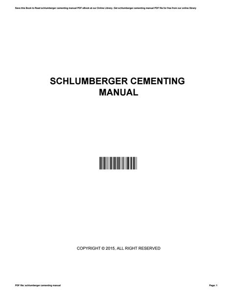 Schlumberger Cementing Manual Ebook Epub