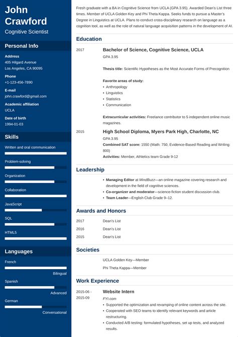 Scholarship Cv Template