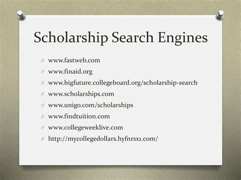 Scholarship search engines: