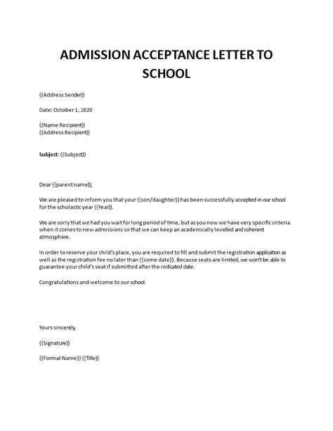 School Acceptance Letter: Unveiling the Path to Success