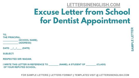 School Excuse Letter Orthodontist Appointment Ebook Reader