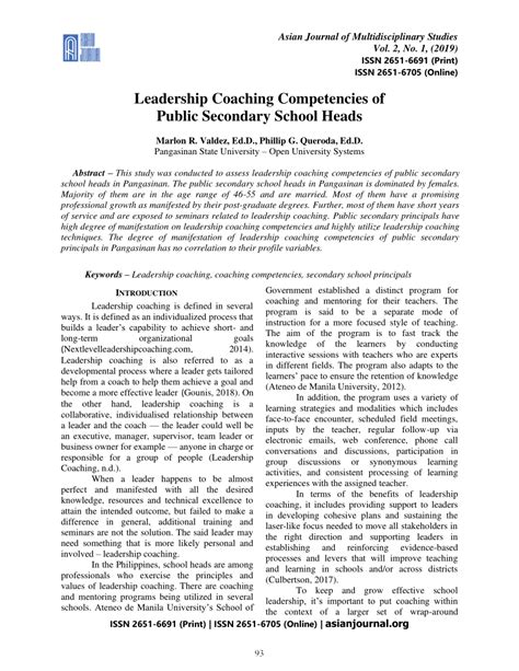 School Leader Coaching Competencies: A Research Synthesis PDF Reader