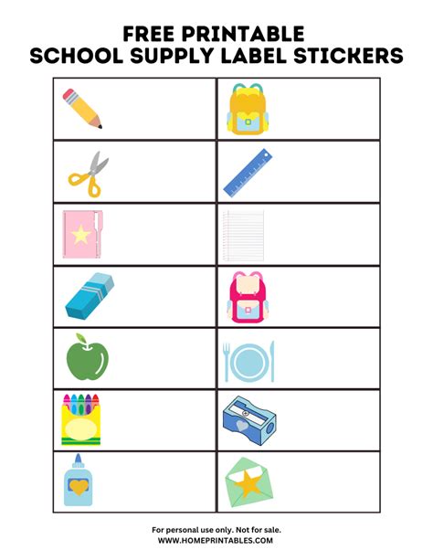 School Supply Labels Printable Free