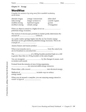 Science Energy Wordwise Answer Key Reader