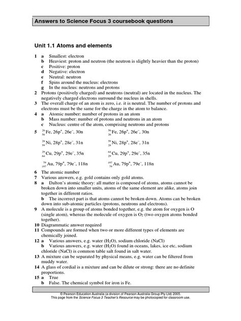 Science Focus 3 Answers PDF
