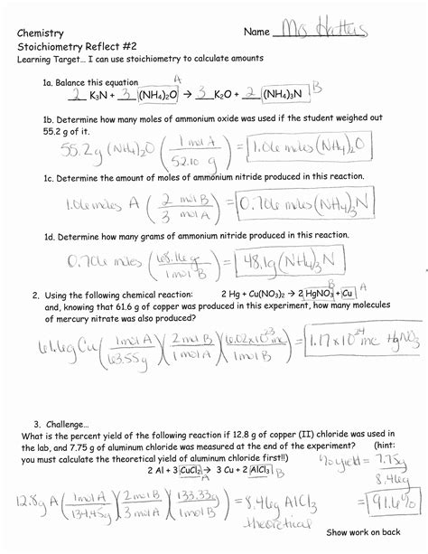Science Geek Answers To Stoichiometry Review Reader