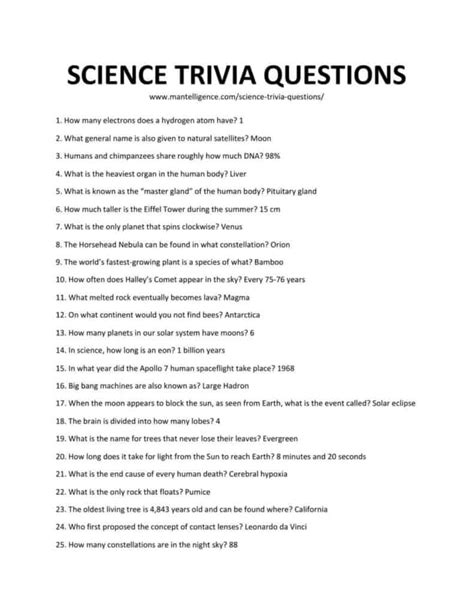 Science Quiz Questions And Answers For Adults Kindle Editon