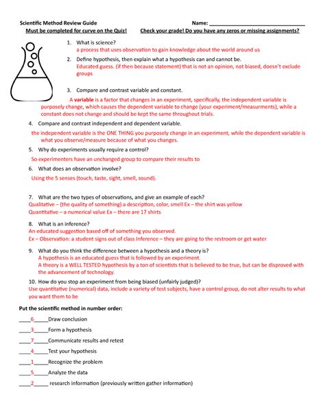 Scientific Method Review Answers Epub